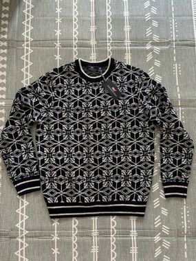 Vineyard Vines Navy Merino Wool Fair Isle Crewneck Sweater